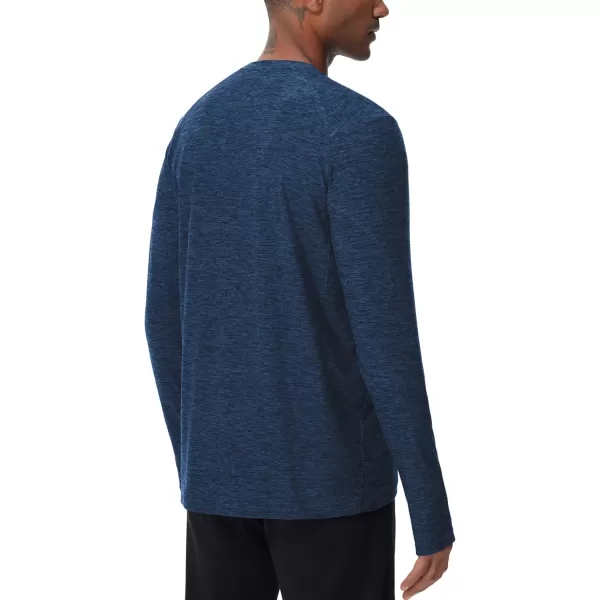 THE GYM PEOPLE Mens Long Sleeve Workout Shirts Moisture Wicking Athletic Running Tee Tops with Thumb HolesDark Blue Heather