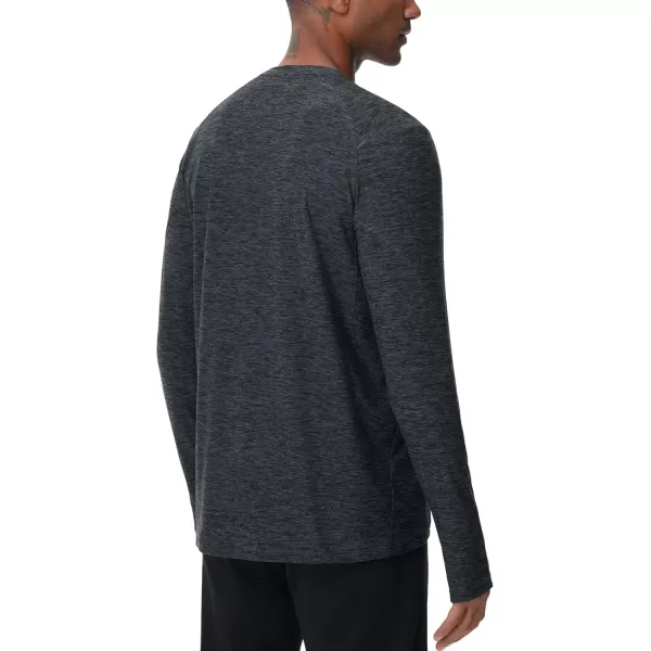 THE GYM PEOPLE Mens Long Sleeve Workout Shirts Moisture Wicking Athletic Running Tee Tops with Thumb HolesDark Grey Heather