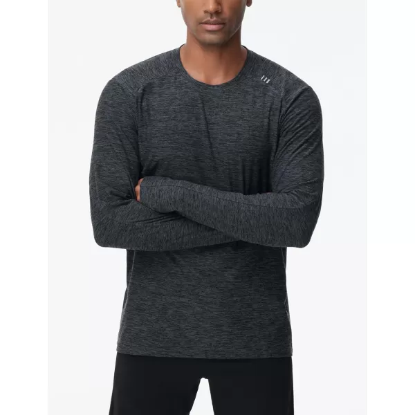 THE GYM PEOPLE Mens Long Sleeve Workout Shirts Moisture Wicking Athletic Running Tee Tops with Thumb HolesDark Grey Heather