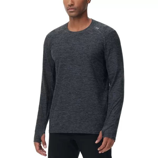 THE GYM PEOPLE Mens Long Sleeve Workout Shirts Moisture Wicking Athletic Running Tee Tops with Thumb HolesDark Grey Heather
