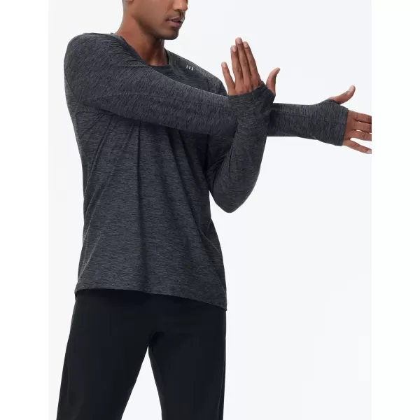 THE GYM PEOPLE Mens Long Sleeve Workout Shirts Moisture Wicking Athletic Running Tee Tops with Thumb HolesDark Grey Heather