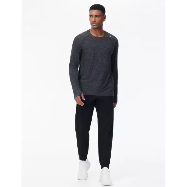 THE GYM PEOPLE Mens Long Sleeve Workout Shirts Moisture Wicking Athletic Running Tee Tops with Thumb HolesDark Grey Heather