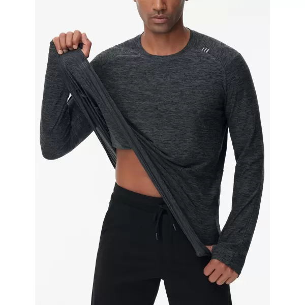 THE GYM PEOPLE Mens Long Sleeve Workout Shirts Moisture Wicking Athletic Running Tee Tops with Thumb HolesDark Grey Heather