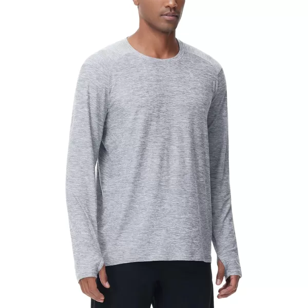 THE GYM PEOPLE Mens Long Sleeve Workout Shirts Moisture Wicking Athletic Running Tee Tops with Thumb HolesLight Grey Heather