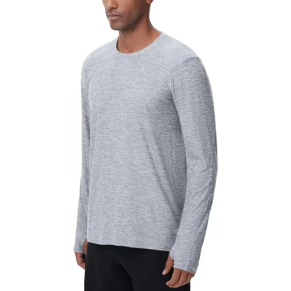 THE GYM PEOPLE Mens Long Sleeve Workout Shirts Moisture Wicking Athletic Running Tee Tops with Thumb HolesLight Grey Heather
