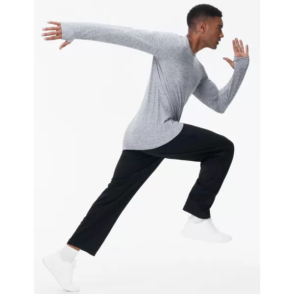 THE GYM PEOPLE Mens Long Sleeve Workout Shirts Moisture Wicking Athletic Running Tee Tops with Thumb HolesLight Grey Heather