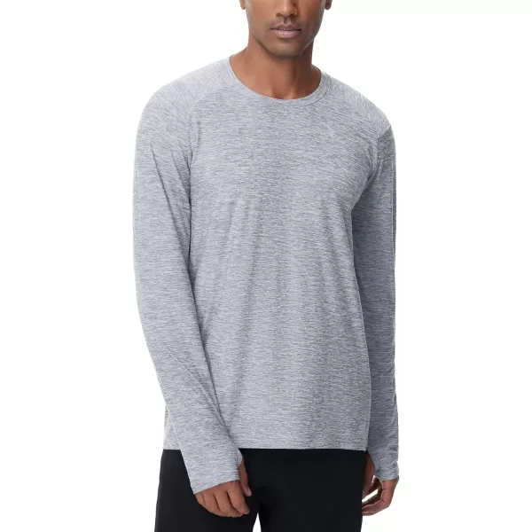 THE GYM PEOPLE Mens Long Sleeve Workout Shirts Moisture Wicking Athletic Running Tee Tops with Thumb HolesLight Grey Heather