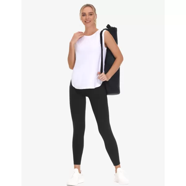 THE GYM PEOPLE Womens Cross Waist Workout Leggings Tummy Control High Waisted Athletic Yoga Pants with PocketsBlack