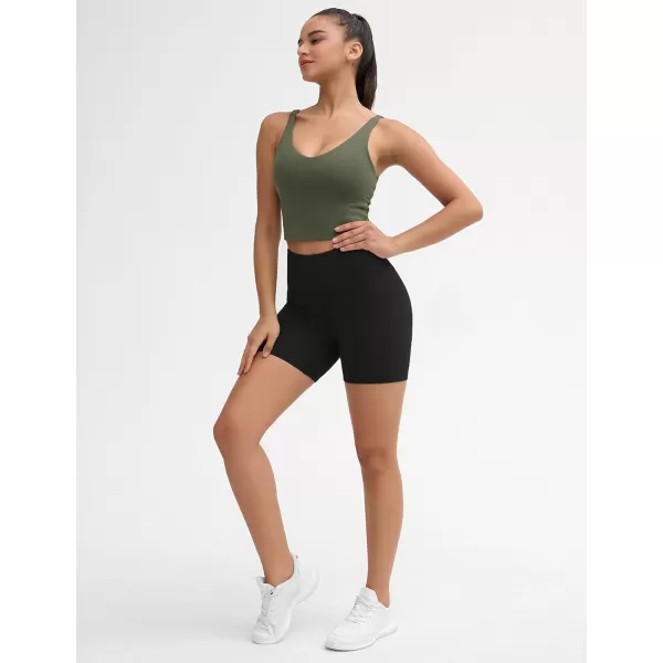 THE GYM PEOPLE Womens High Stretch Workout Shorts Tummy Control Running Biker Yoga Shorts with Side PocketsBlack