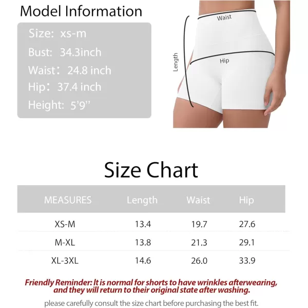THE GYM PEOPLE Womens High Stretch Workout Shorts Tummy Control Running Biker Yoga Shorts with Side PocketsWhite