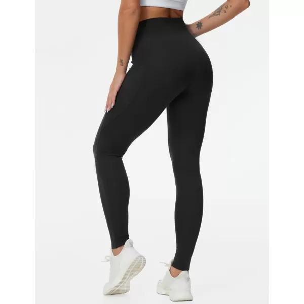 THE GYM PEOPLE Womens High Waist Drawstring Stretchy Workout Leggings Ultra Soft Tummy Control Yoga Pants with PocketsBlack