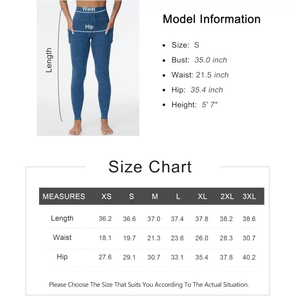 THE GYM PEOPLE Womens High Waist Drawstring Stretchy Workout Leggings Ultra Soft Tummy Control Yoga Pants with PocketsBlue Heather