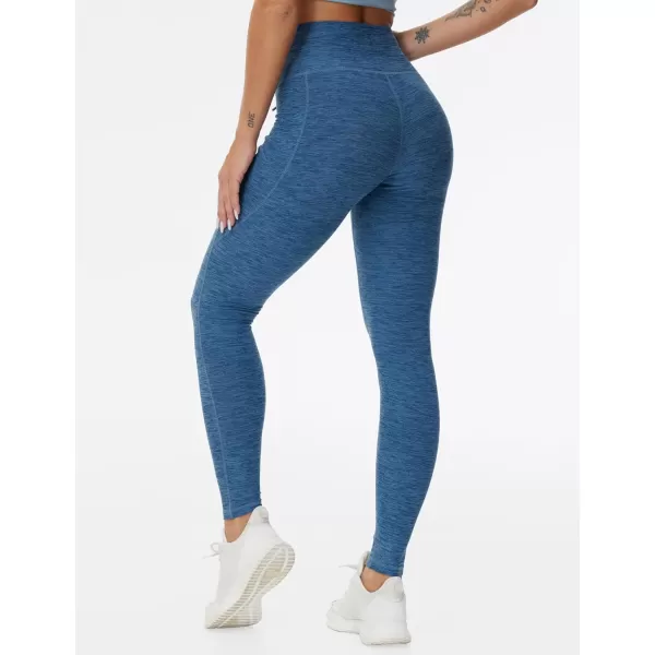 THE GYM PEOPLE Womens High Waist Drawstring Stretchy Workout Leggings Ultra Soft Tummy Control Yoga Pants with PocketsBlue Heather