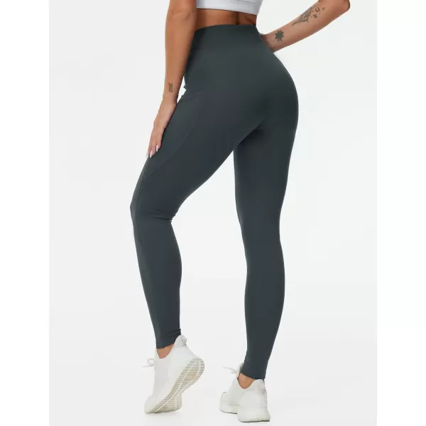 THE GYM PEOPLE Womens High Waist Drawstring Stretchy Workout Leggings Ultra Soft Tummy Control Yoga Pants with PocketsGrey
