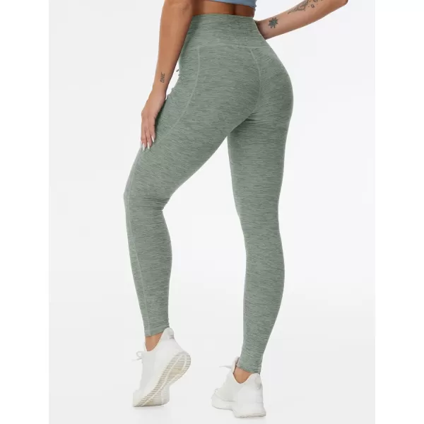 THE GYM PEOPLE Womens High Waist Drawstring Stretchy Workout Leggings Ultra Soft Tummy Control Yoga Pants with PocketsGrey Green Heather