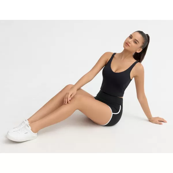 THE GYM PEOPLE Womens High Waist Workout Shorts Breathable Dolphin Split Elastic Lounge Yoga ShortsBlack