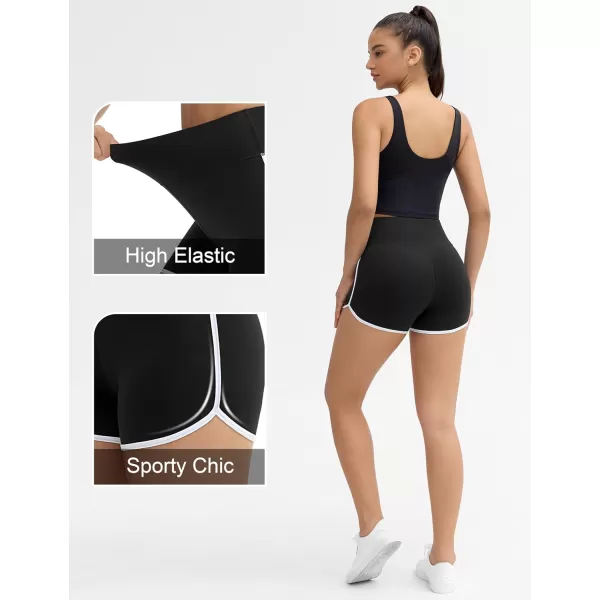 THE GYM PEOPLE Womens High Waist Workout Shorts Breathable Dolphin Split Elastic Lounge Yoga ShortsBlack