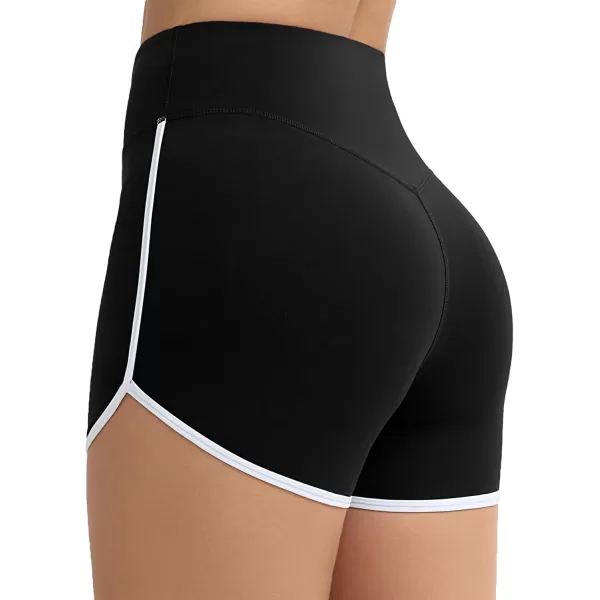 THE GYM PEOPLE Womens High Waist Workout Shorts Breathable Dolphin Split Elastic Lounge Yoga ShortsBlack