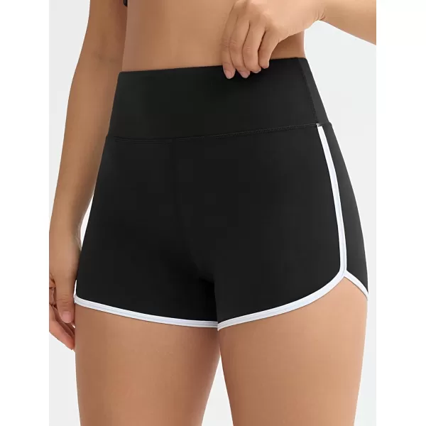 THE GYM PEOPLE Womens High Waist Workout Shorts Breathable Dolphin Split Elastic Lounge Yoga ShortsBlack