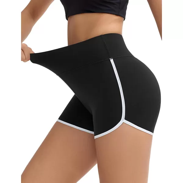 THE GYM PEOPLE Womens High Waist Workout Shorts Breathable Dolphin Split Elastic Lounge Yoga ShortsBlack