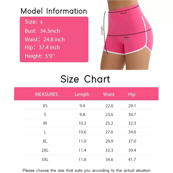 THE GYM PEOPLE Womens High Waist Workout Shorts Breathable Dolphin Split Elastic Lounge Yoga ShortsBright Pink