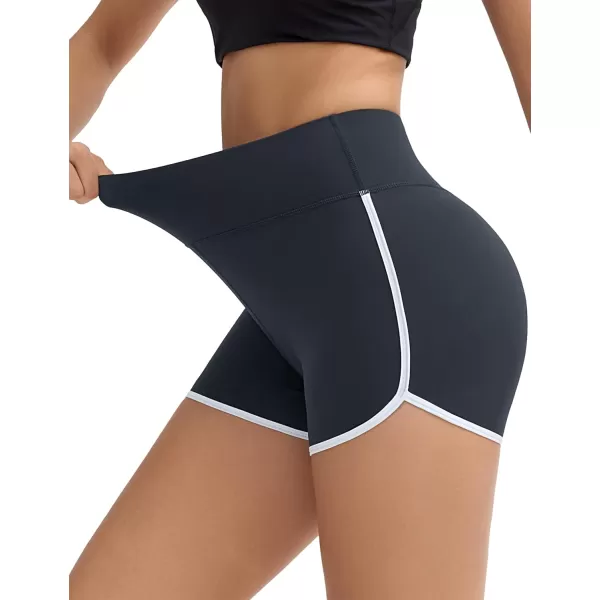 THE GYM PEOPLE Womens High Waist Workout Shorts Breathable Dolphin Split Elastic Lounge Yoga ShortsCharcoal Grey