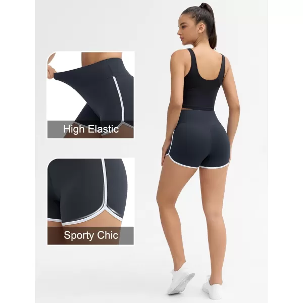 THE GYM PEOPLE Womens High Waist Workout Shorts Breathable Dolphin Split Elastic Lounge Yoga ShortsCharcoal Grey