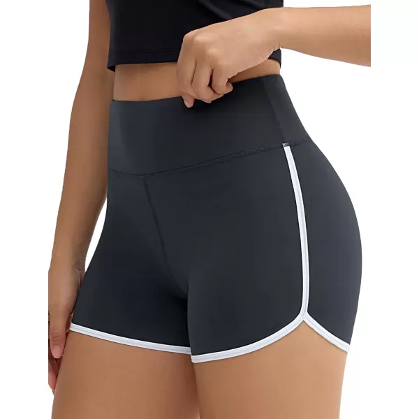 THE GYM PEOPLE Womens High Waist Workout Shorts Breathable Dolphin Split Elastic Lounge Yoga ShortsCharcoal Grey