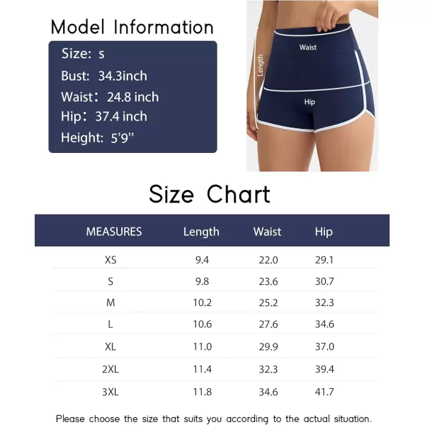 THE GYM PEOPLE Womens High Waist Workout Shorts Breathable Dolphin Split Elastic Lounge Yoga ShortsNavy Blue