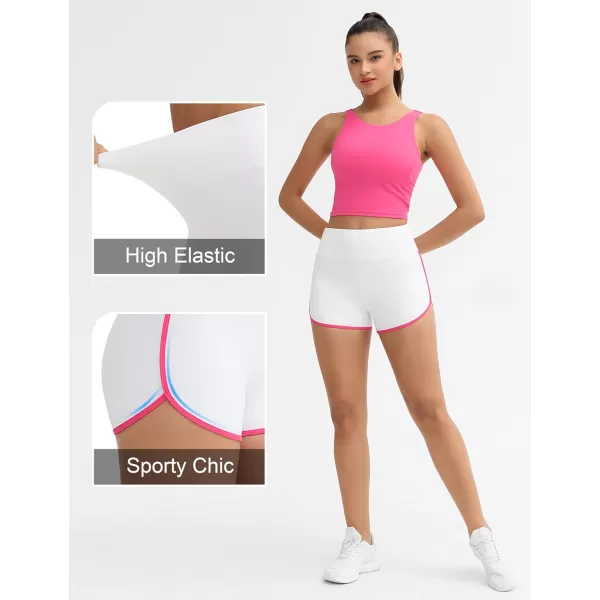 THE GYM PEOPLE Womens High Waist Workout Shorts Breathable Dolphin Split Elastic Lounge Yoga ShortsWhite