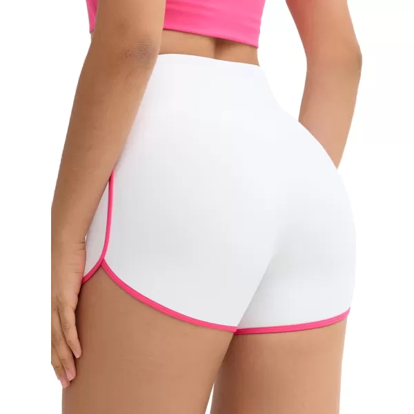 THE GYM PEOPLE Womens High Waist Workout Shorts Breathable Dolphin Split Elastic Lounge Yoga ShortsWhite