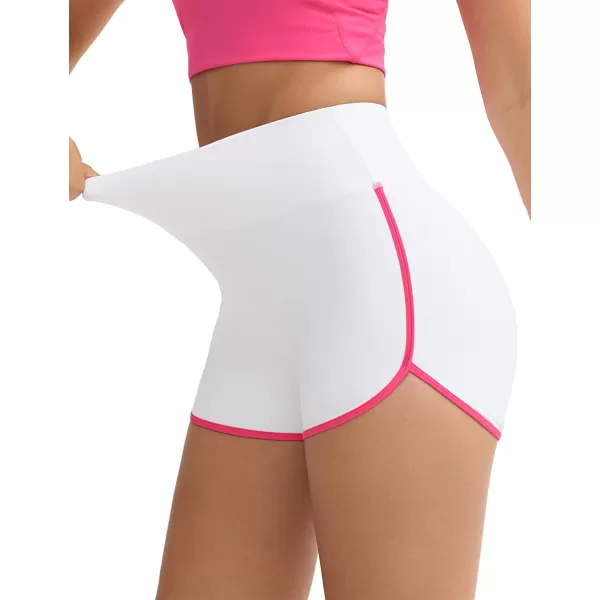 THE GYM PEOPLE Womens High Waist Workout Shorts Breathable Dolphin Split Elastic Lounge Yoga ShortsWhite