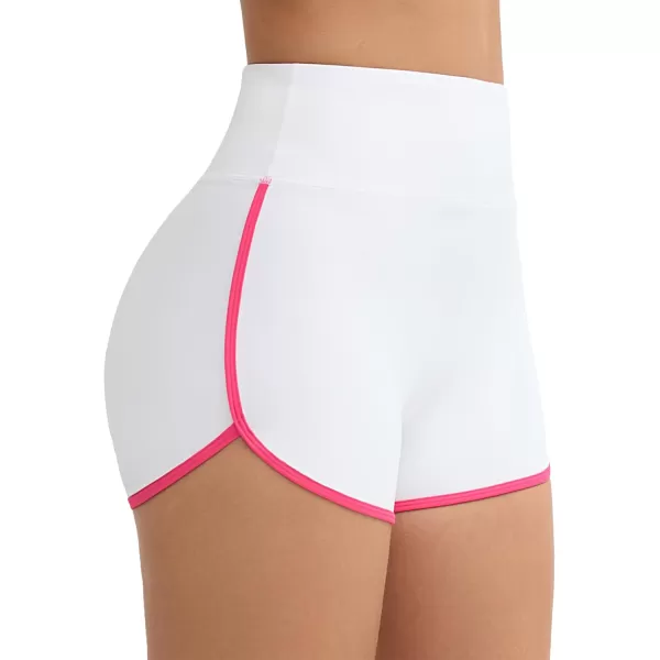 THE GYM PEOPLE Womens High Waist Workout Shorts Breathable Dolphin Split Elastic Lounge Yoga ShortsWhite