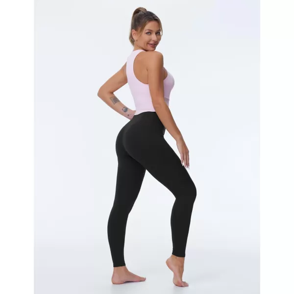 THE GYM PEOPLE Womens High Waist Yoga Leggings Ultra Stretchy Soft Breathable Tummy Control Running Workout PantsBlack