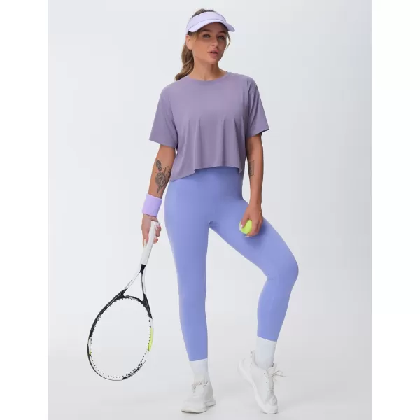 THE GYM PEOPLE Womens High Waist Yoga Leggings Ultra Stretchy Soft Breathable Tummy Control Running Workout PantsLavender Purple