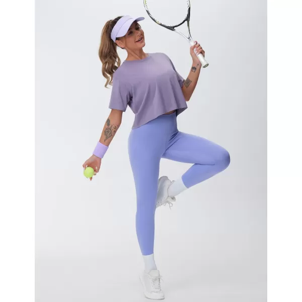THE GYM PEOPLE Womens High Waist Yoga Leggings Ultra Stretchy Soft Breathable Tummy Control Running Workout PantsLavender Purple