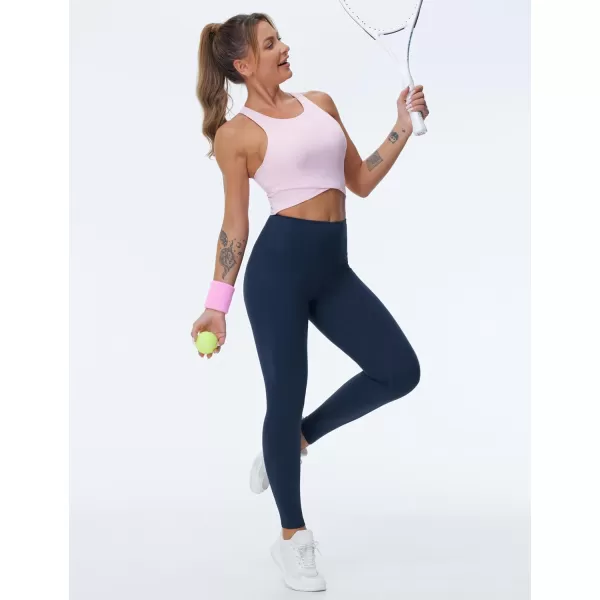 THE GYM PEOPLE Womens High Waist Yoga Leggings Ultra Stretchy Soft Breathable Tummy Control Running Workout PantsNavy Blue