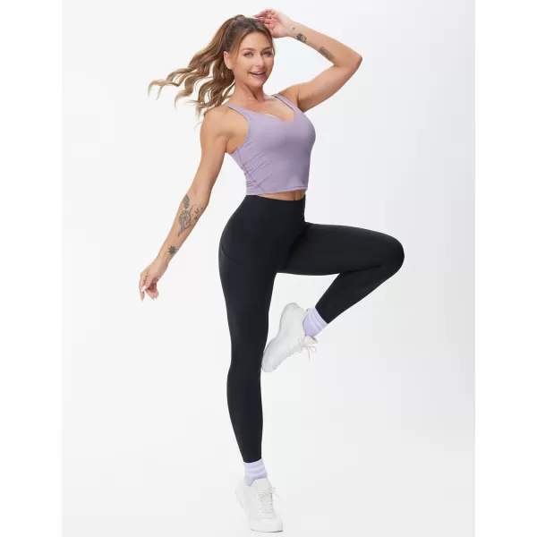 THE GYM PEOPLE Womens High Waist Yoga Pants Buttery Soft Stretchy Tummy Control Workout Athletic Leggings with PocketsBlack