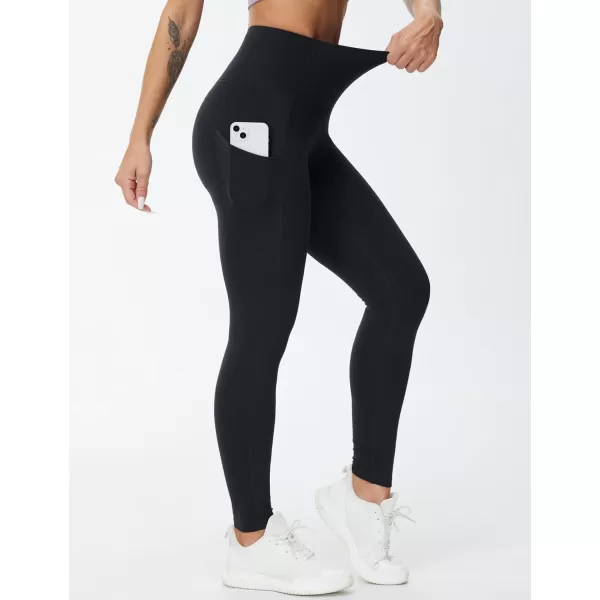 THE GYM PEOPLE Womens High Waist Yoga Pants Buttery Soft Stretchy Tummy Control Workout Athletic Leggings with PocketsBlack