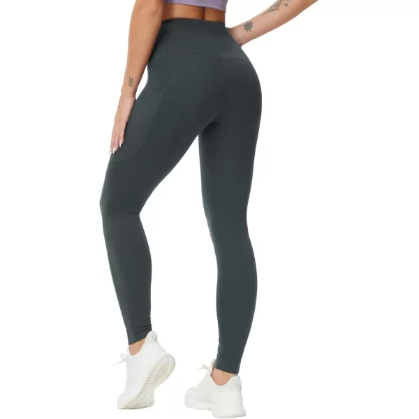 THE GYM PEOPLE Womens High Waist Yoga Pants Buttery Soft Stretchy Tummy Control Workout Athletic Leggings with PocketsCharcoal Grey