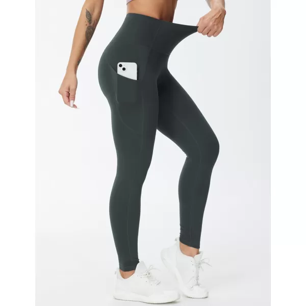 THE GYM PEOPLE Womens High Waist Yoga Pants Buttery Soft Stretchy Tummy Control Workout Athletic Leggings with PocketsCharcoal Grey