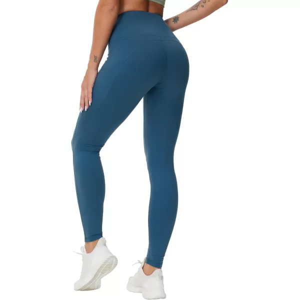 THE GYM PEOPLE Womens High Waist Yoga Pants Buttery Soft Stretchy Tummy Control Workout Athletic Leggings with PocketsDark Blue Green