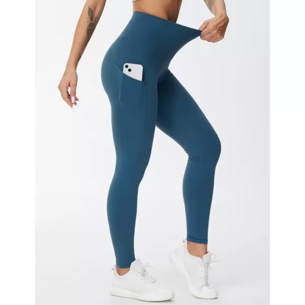 THE GYM PEOPLE Womens High Waist Yoga Pants Buttery Soft Stretchy Tummy Control Workout Athletic Leggings with PocketsDark Blue Green