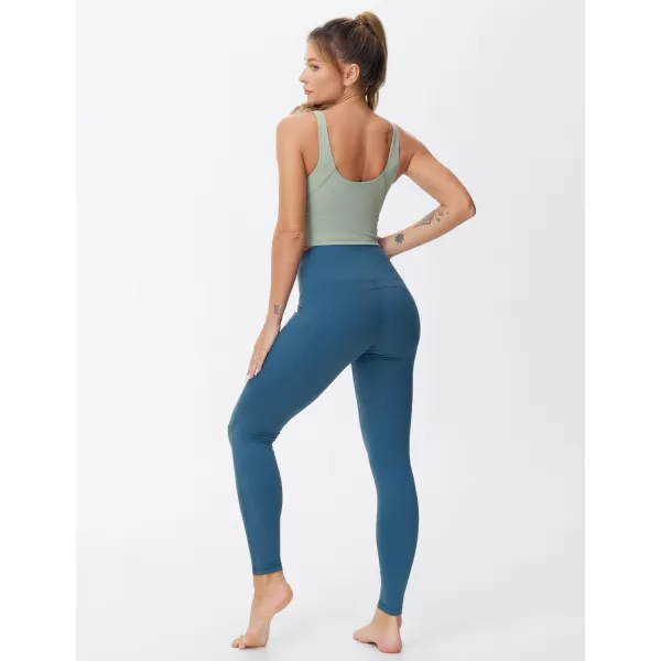 THE GYM PEOPLE Womens High Waist Yoga Pants Buttery Soft Stretchy Tummy Control Workout Athletic Leggings with PocketsDark Blue Green