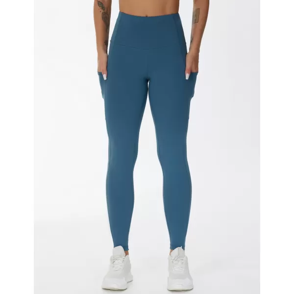 THE GYM PEOPLE Womens High Waist Yoga Pants Buttery Soft Stretchy Tummy Control Workout Athletic Leggings with PocketsDark Blue Green