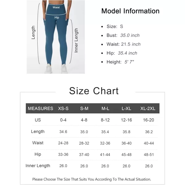 THE GYM PEOPLE Womens High Waist Yoga Pants Buttery Soft Stretchy Tummy Control Workout Athletic Leggings with PocketsDark Blue Green