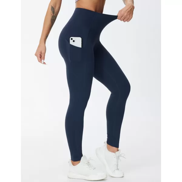 THE GYM PEOPLE Womens High Waist Yoga Pants Buttery Soft Stretchy Tummy Control Workout Athletic Leggings with PocketsNavy Blue