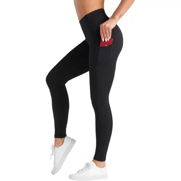 THE GYM PEOPLE Womens High Waist Yoga Pants Soft Tummy Control Athletic Workout Leggings with Deep PocketsBlack
