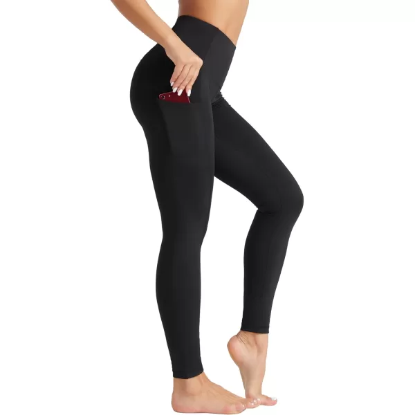 THE GYM PEOPLE Womens High Waist Yoga Pants Soft Tummy Control Athletic Workout Leggings with Deep PocketsBlack
