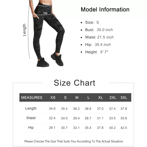 THE GYM PEOPLE Womens High Waist Yoga Pants Soft Tummy Control Athletic Workout Leggings with Deep PocketsBlack Camo